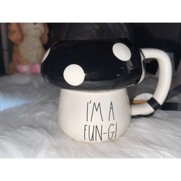 RAE Dunn Artisan Collection I'm a FUN-GI Mushroom Mug - Black Mushroom - Picture 1 of 9